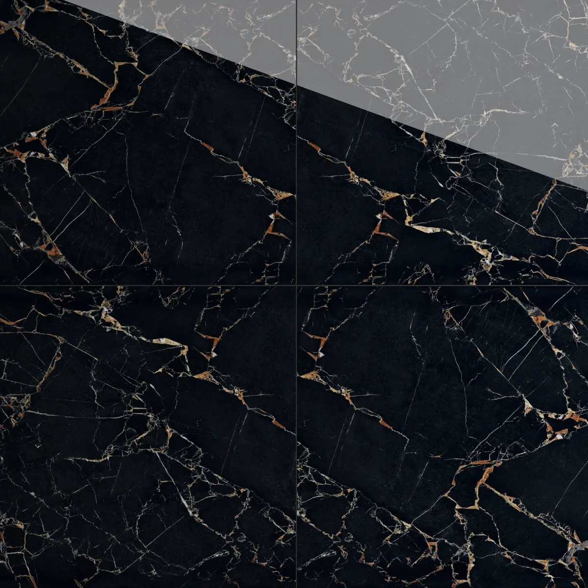 Gresie Rectificata Exterior / Interior Black Potaro 60 x 60 Cm Lucioasa Portelanata Tip Marmura