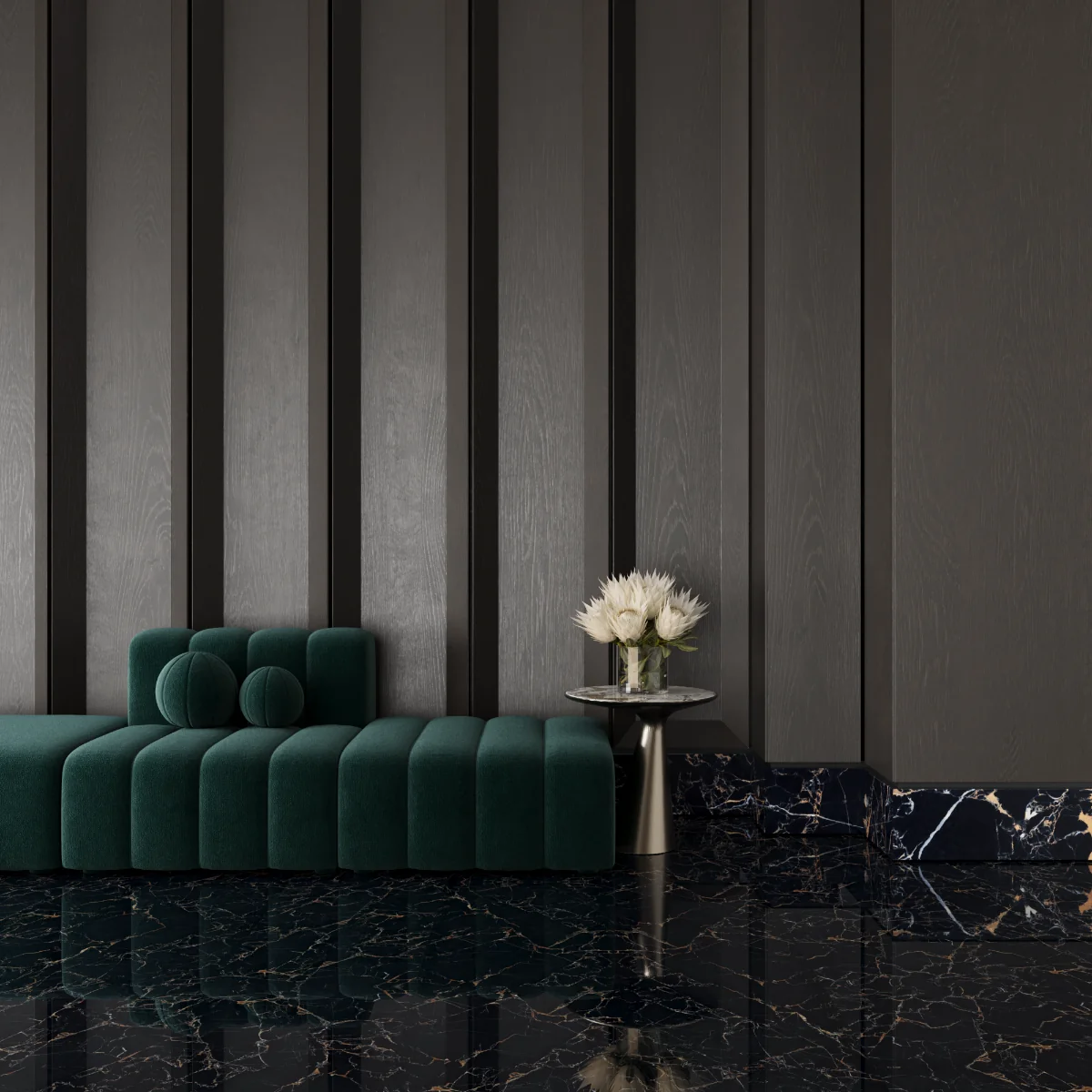 Gresie Rectificata Exterior / Interior Black Potaro 60 x 60 Cm Lucioasa Portelanata Tip Marmura