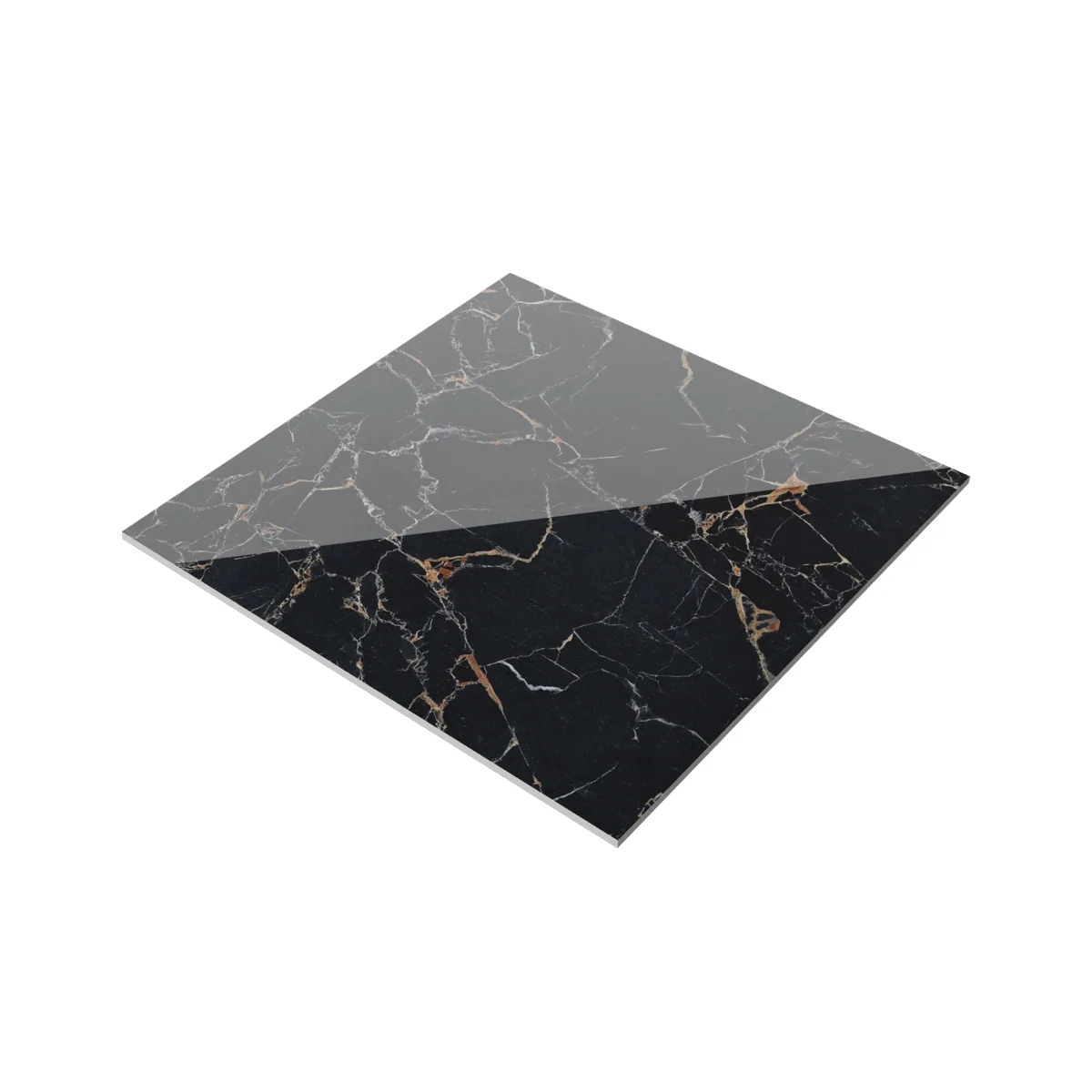 Gresie Rectificata Exterior / Interior Black Potaro 60 x 60 Cm Lucioasa Portelanata Tip Marmura