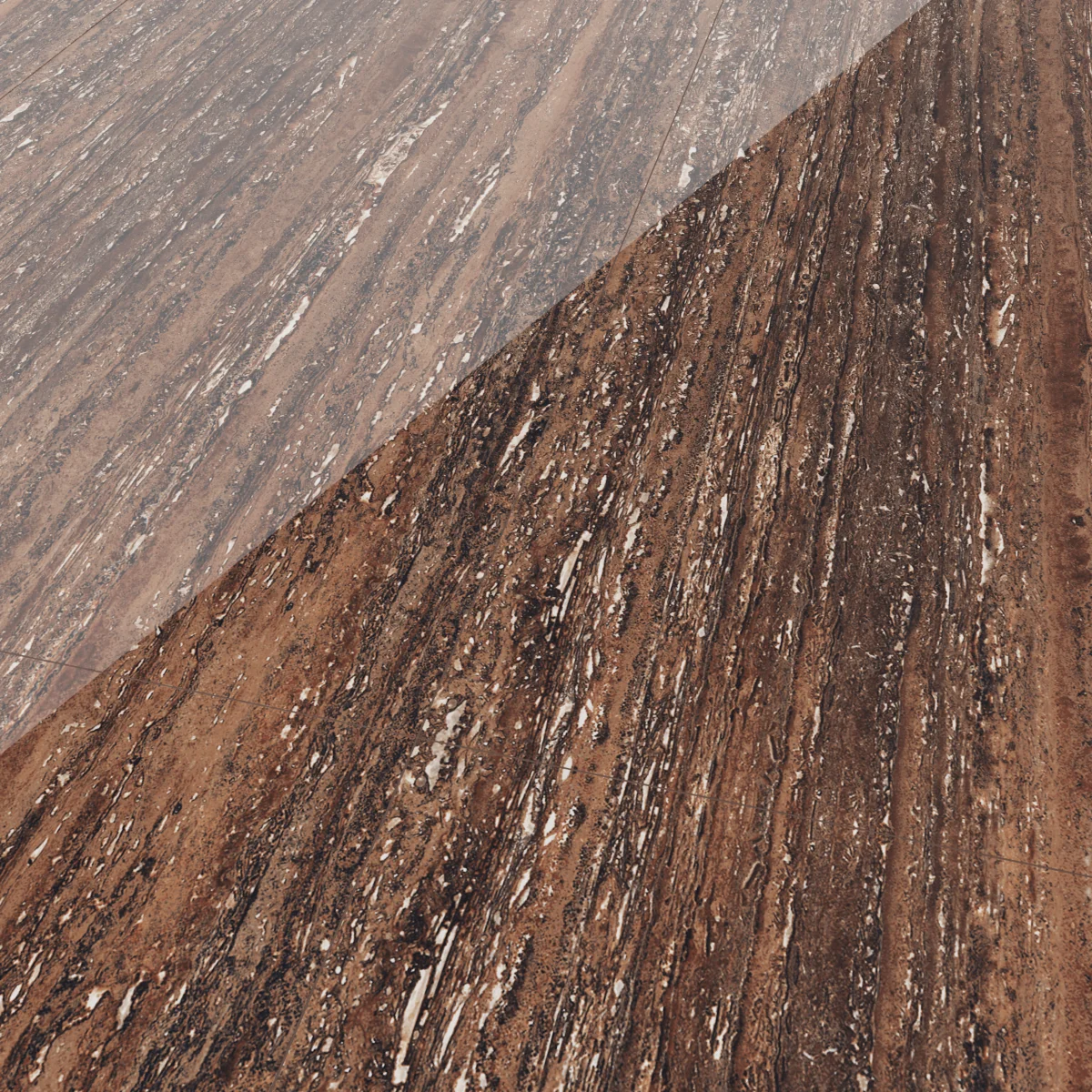 Gresie Rectificata Exterior / Interior Choco Travertino 60 x 120 cm Lucioasa Portelanata Tip Piatra Naturala