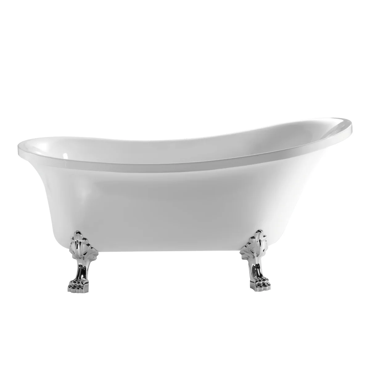 Cada baie freestanding Bella* BSM-404 acril 150 x 75 x 75 cm alb picioare argintii