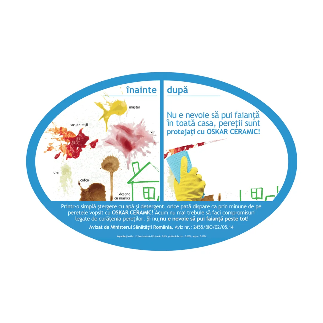 Vopsea Ultralavabila Lucios Pentru Interior Oskar Ceramic Alb 2.5 L