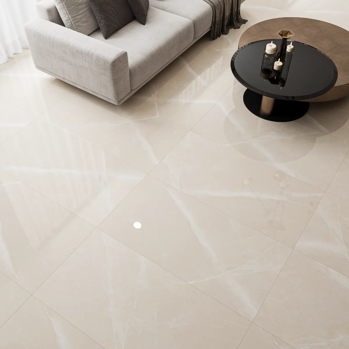 Gresie Rectificata Exterior / Interior Marinace Beige 60 x 120 cm Lucioasa Portelanata Tip Marmura