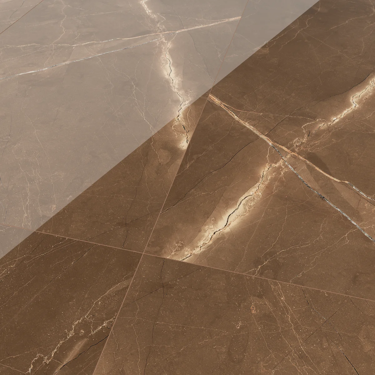 Gresie Rectificată Exterior / Interior Marinace Brown 60 x 120 cm Lucioasă Portelanată Tip Marmură