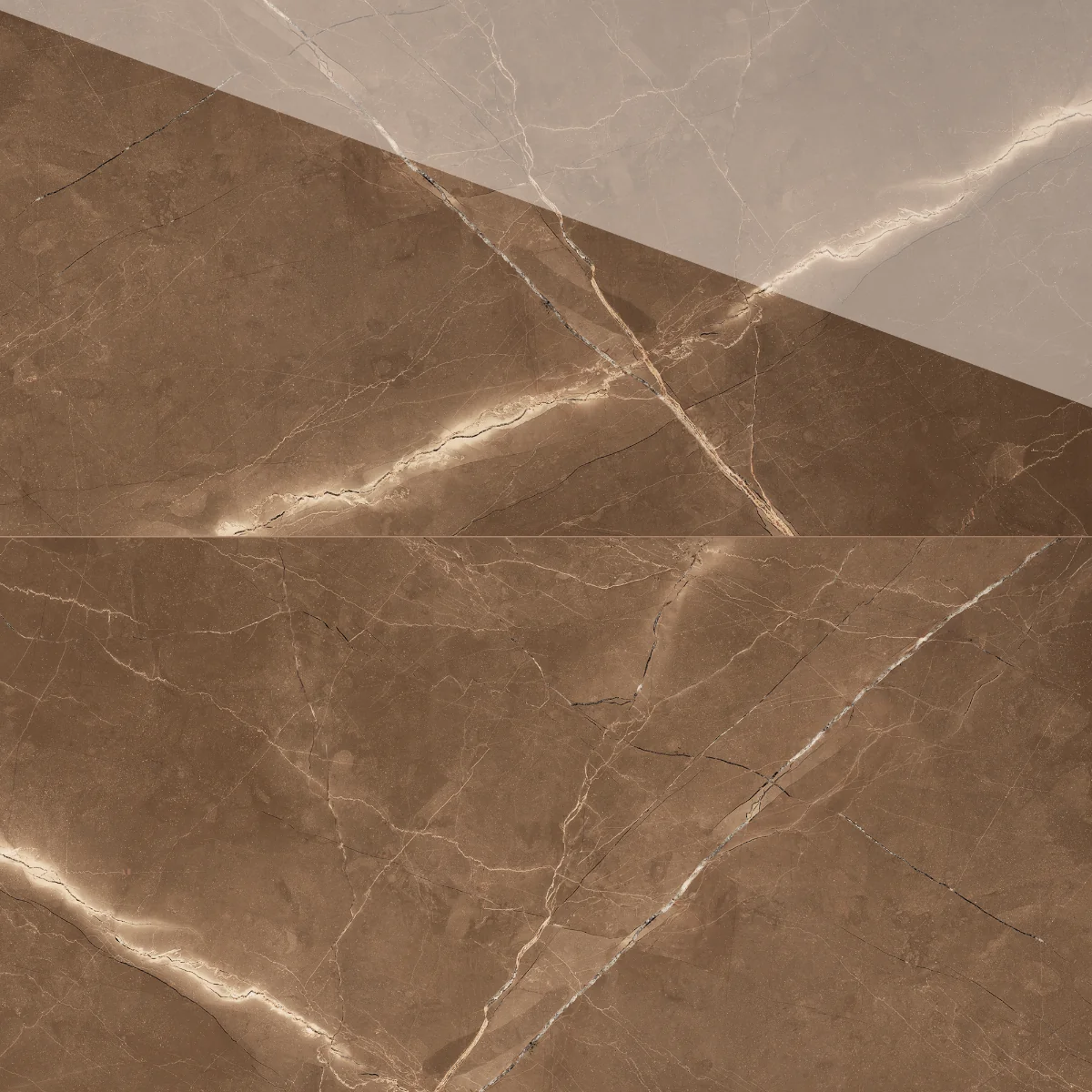 Gresie Rectificată Exterior / Interior Marinace Brown 60 x 120 cm Lucioasă Portelanată Tip Marmură