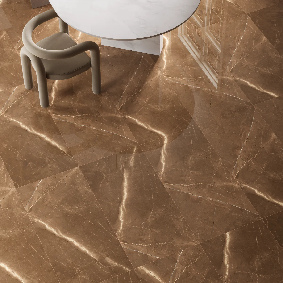 Gresie Rectificată Exterior / Interior Marinace Brown 60 x 120 cm Lucioasă Portelanată Tip Marmură