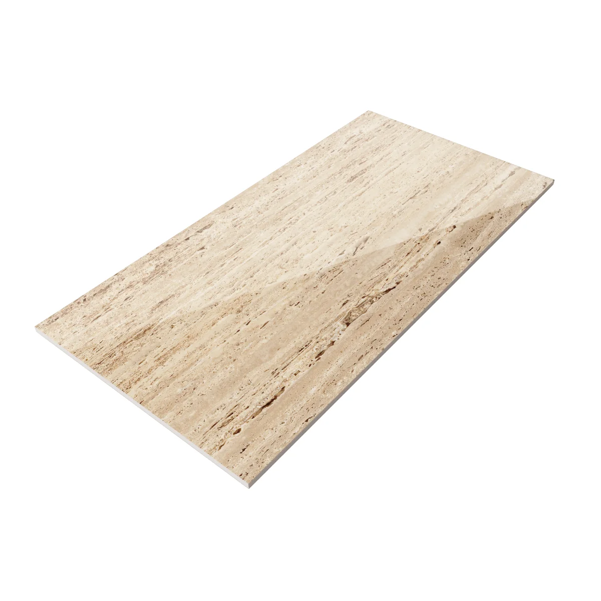 Gresie Rectificata Exterior / Interior Travertino Brass Dark 60 x 120 cm Lucioasa Portelanata Tip Piatra Naturala