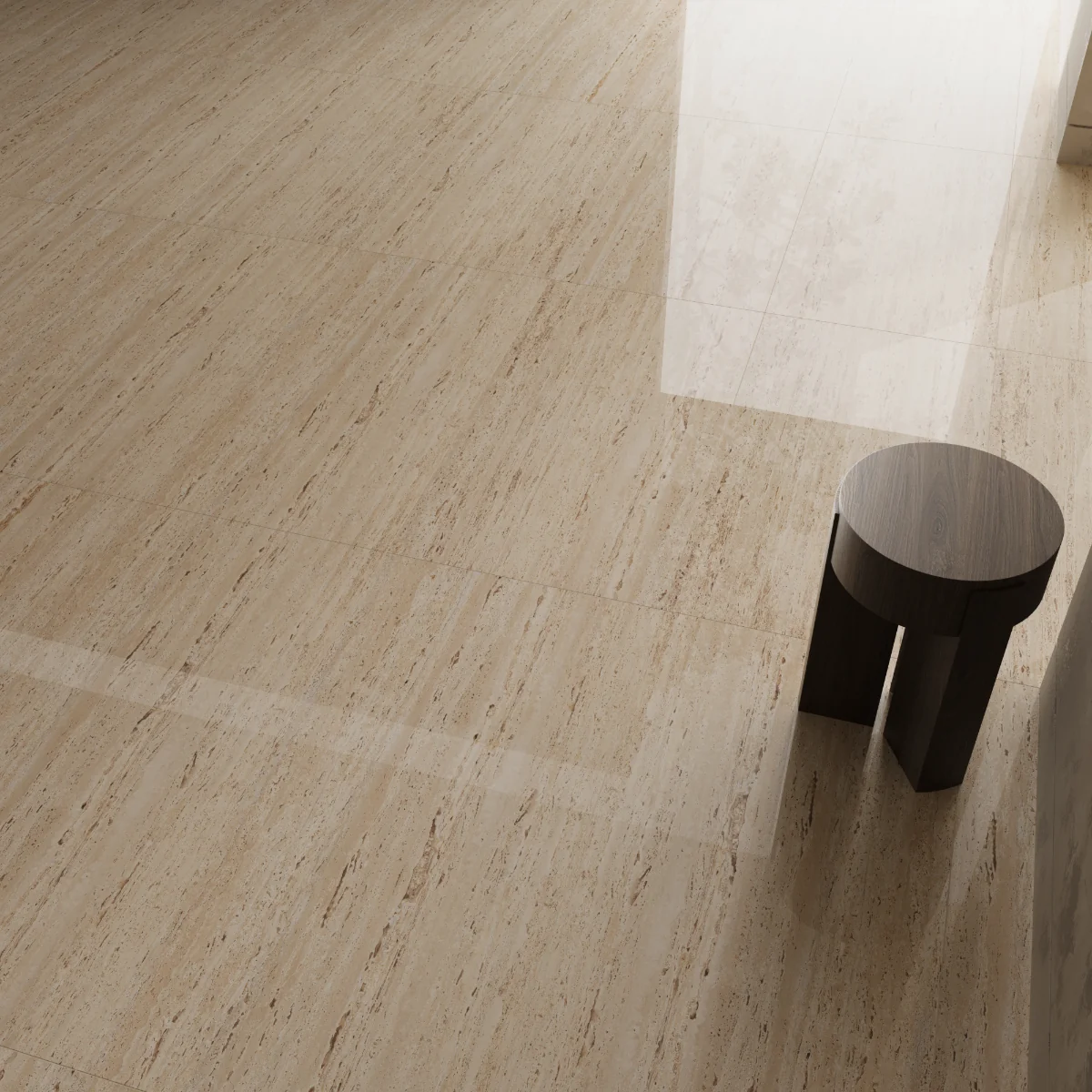 Gresie Rectificata Exterior / Interior Travertino Brass Light 60 x 120 cm Lucioasa Portelanata Tip Piatra Naturala