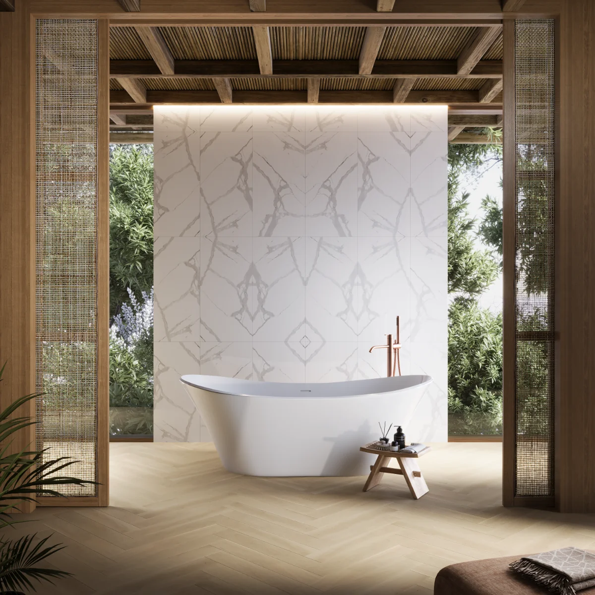 Gresie Rectificata Exterior / Interior Cavavenata Faccia 60 x 120 cm Lucioasa Portelanata Tip Marmura