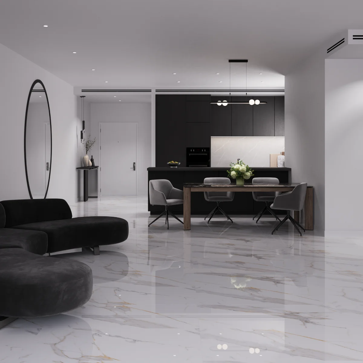 Gresie Rectificata Exterior / Interior Miami Natural 60 x 120 Cm Lucioasa Portelanata Tip Marmura