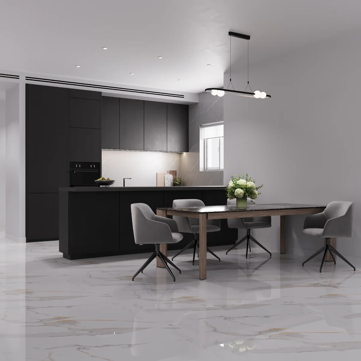 Gresie Rectificata Exterior / Interior Miami Natural 60 x 120 Cm Lucioasa Portelanata Tip Marmura