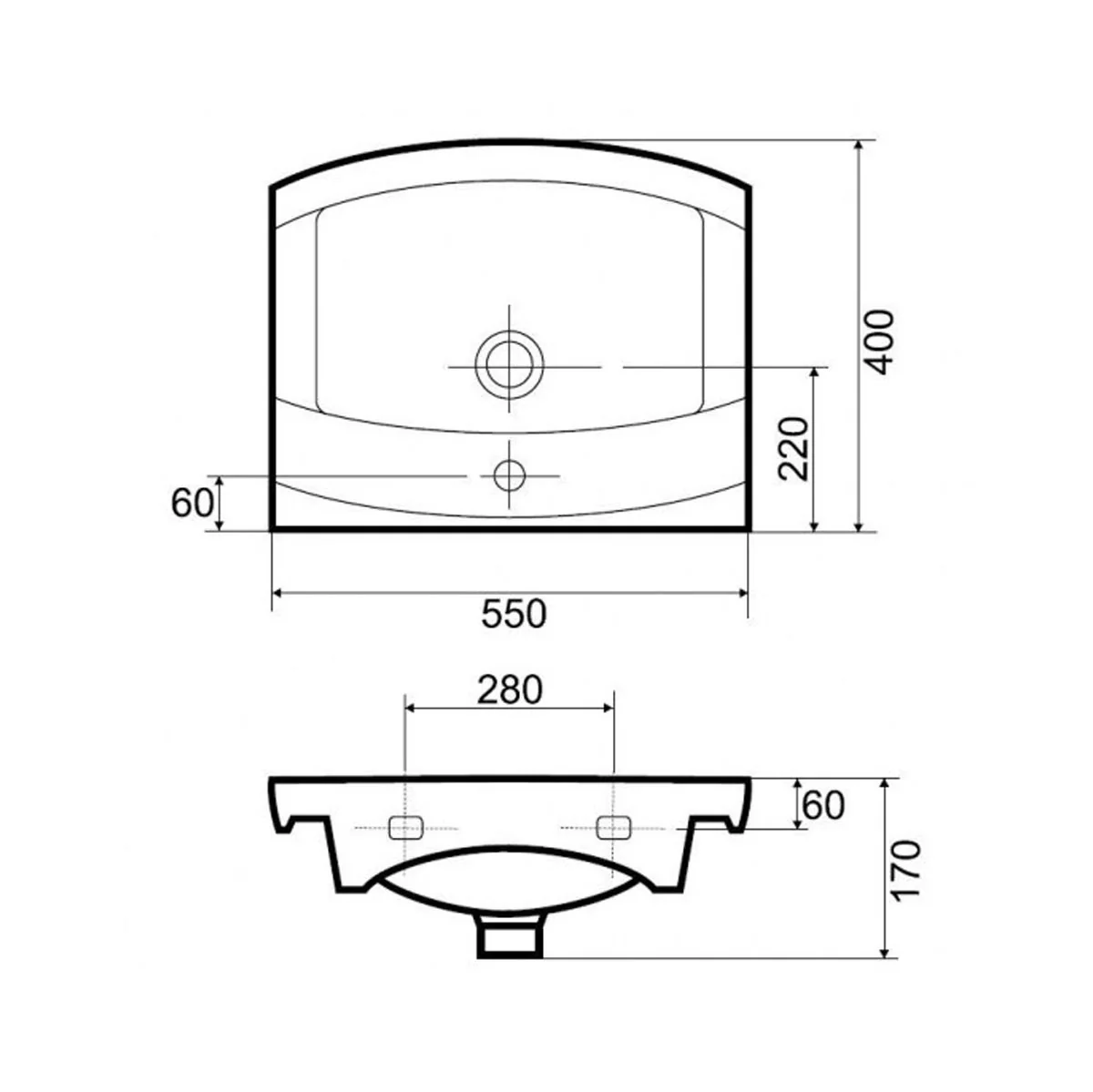 Lavoar Pentru Mobilier Cersanit Canaria K11-0026 55 Cm Alb