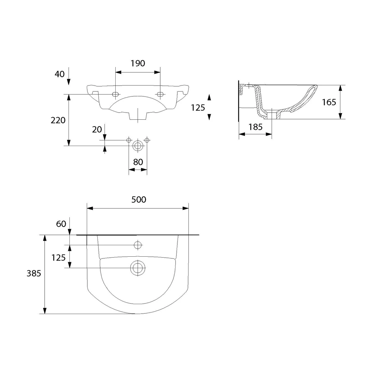 Masca Chiuveta Baie Cersanit Set A56 Olivia Cersania 50 cm (Baza+Lavoar) RR801-015-DSM