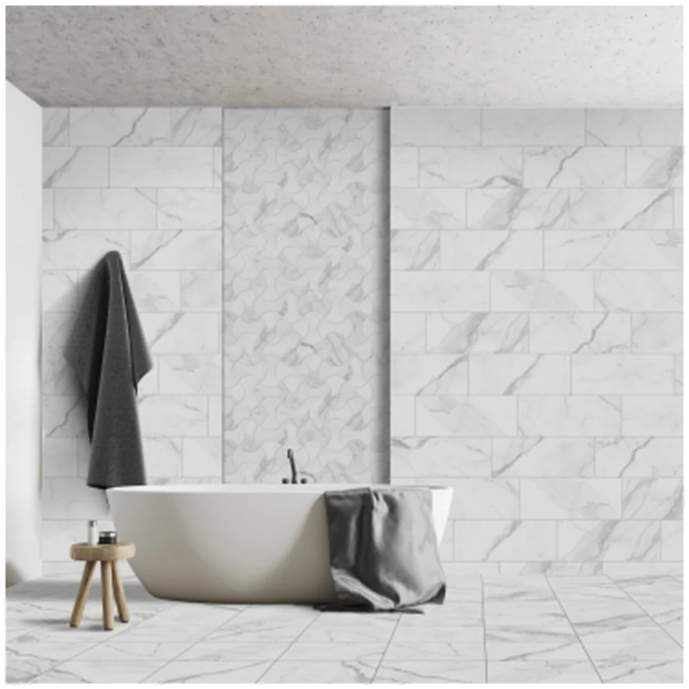 Gresie Exterior / Interior Portelanata Arya White 28 6 X 58 Cm Lucioasa Tip Marmura