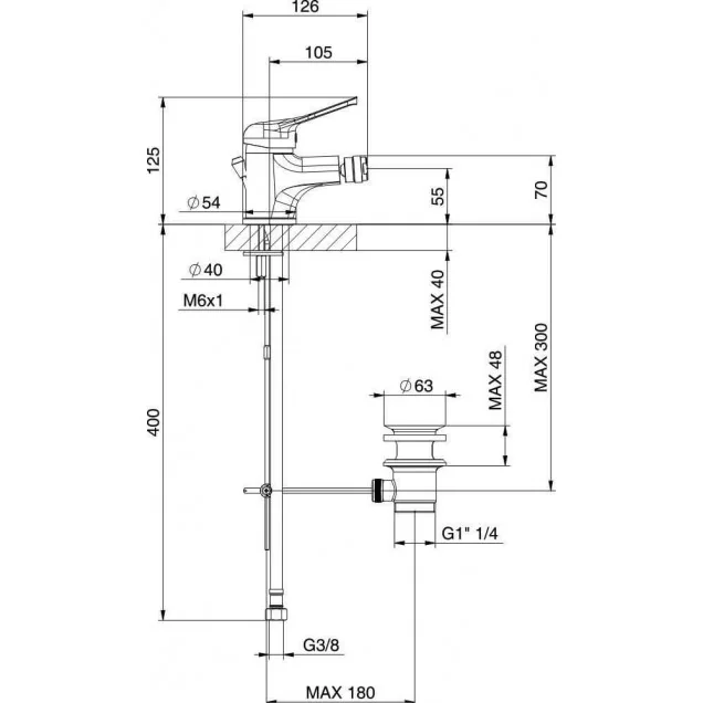 Baterie / Robinet De Bideu Gamma G02SS Tiemme