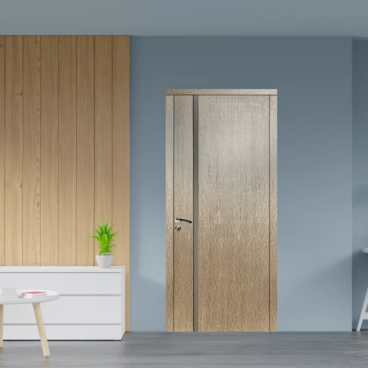 Usa De Interior Din Lemn Cu Geam KMC-035 2000/700 Gri Deschis