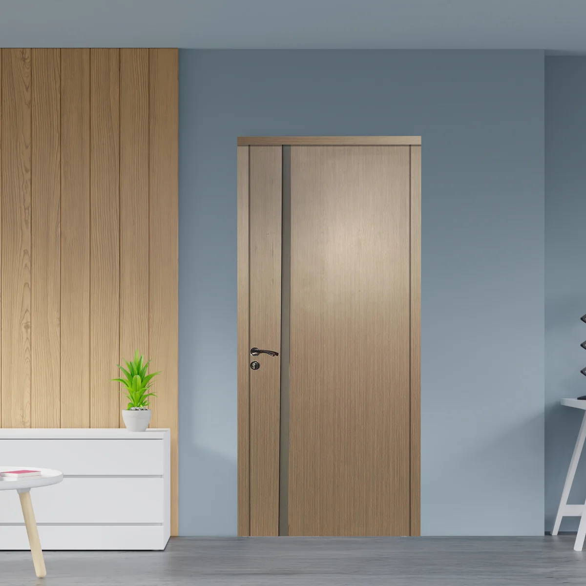 Usa De Interior Din Lemn Cu Geam KMC-035 2000/700 Gri Inchis