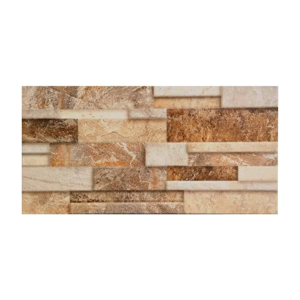 Gresie Exterior / Interior Portelanata Pamukkale Brown 30 x 60 Cm Mata Rectificata Tip Piatra