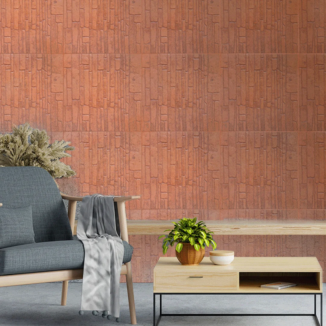 Gresie Exterior / Interior Portelanata Muro Rojo 33 x 33 Cm Mata Tip Piatra