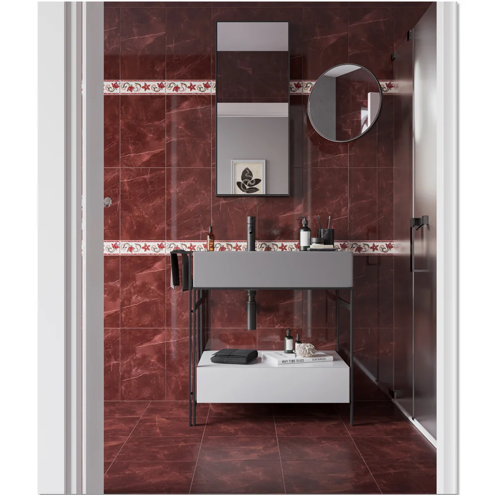 Brau Decorativ Faianta Baie / Bucatarie Tropicca Claret Red 7.5 x 40