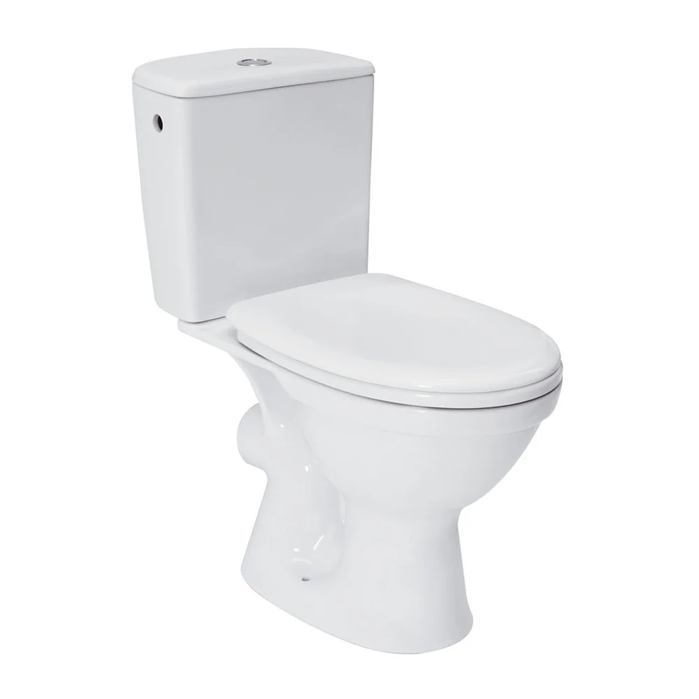 Set Vas WC Pe Pardoseala Cu Rezervor Cersanit Roma 010 + Mecanism Si Capac Polipropilena R02-019 (Evacuare Orizontala)