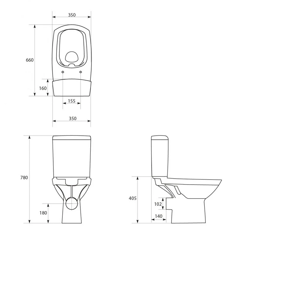 Set Vas Toaleta Rimless Pe Pardoseala Cu Rezervor Cersanit Carina 482 + Mecanism Si Capac Duroplast Cu Soft Close K31-044