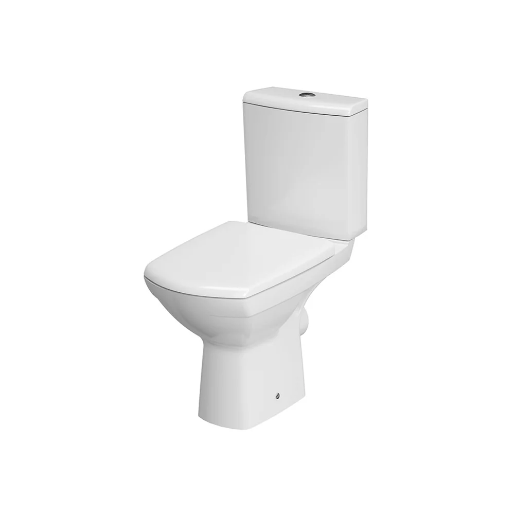 Set Vas Toaleta Rimless Pe Pardoseala Cu Rezervor Cersanit Carina 482 + Mecanism Si Capac Duroplast Cu Soft Close K31-044