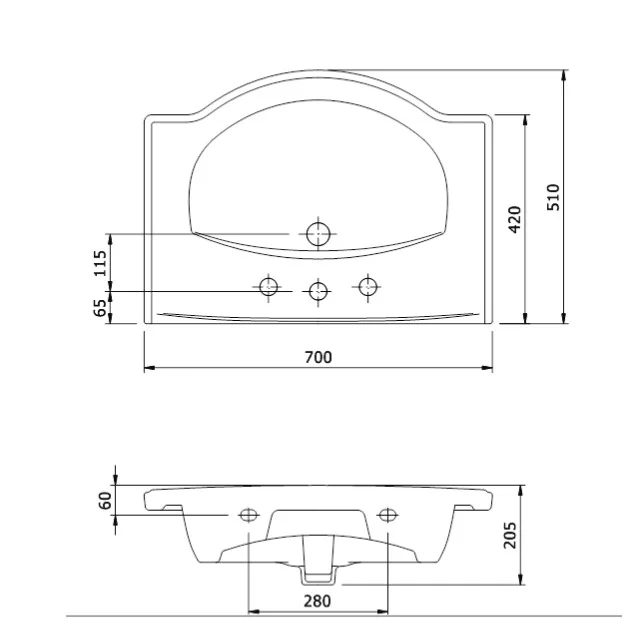 Lavoar Incastrat Cersanit Emilia K108-001 70 cm Alb