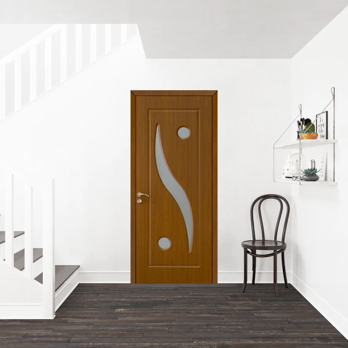 Usa De Interior Din Lemn Modern Cu Geam OP-063 Stejar Inchis 2000/800