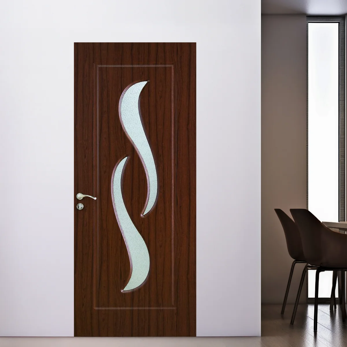 Usa De Interior Din Lemn Modern Cu Geam OP-016 2000/600 Teak