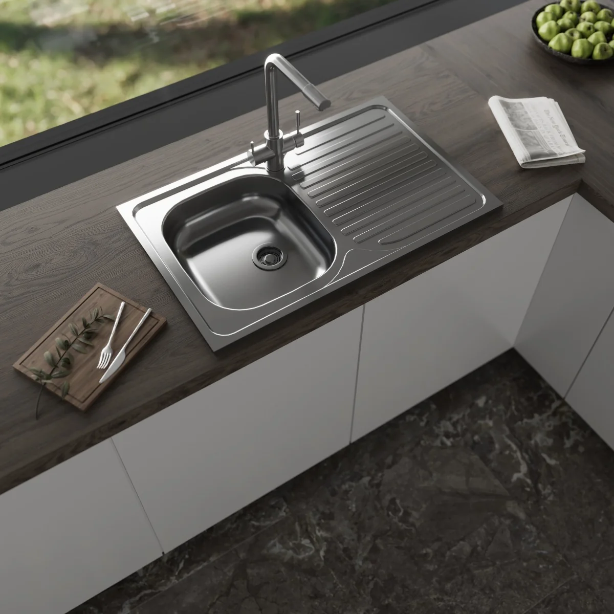 Chiuveta Pentru Blat DE 102 Leinen 760 x 435 x 0.5 Stanga