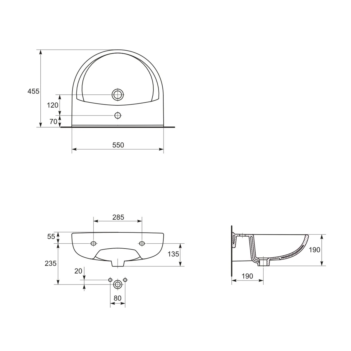 Lavoar Baie Suspendat Cersanit President P 55 K08-007 Alb Lucios