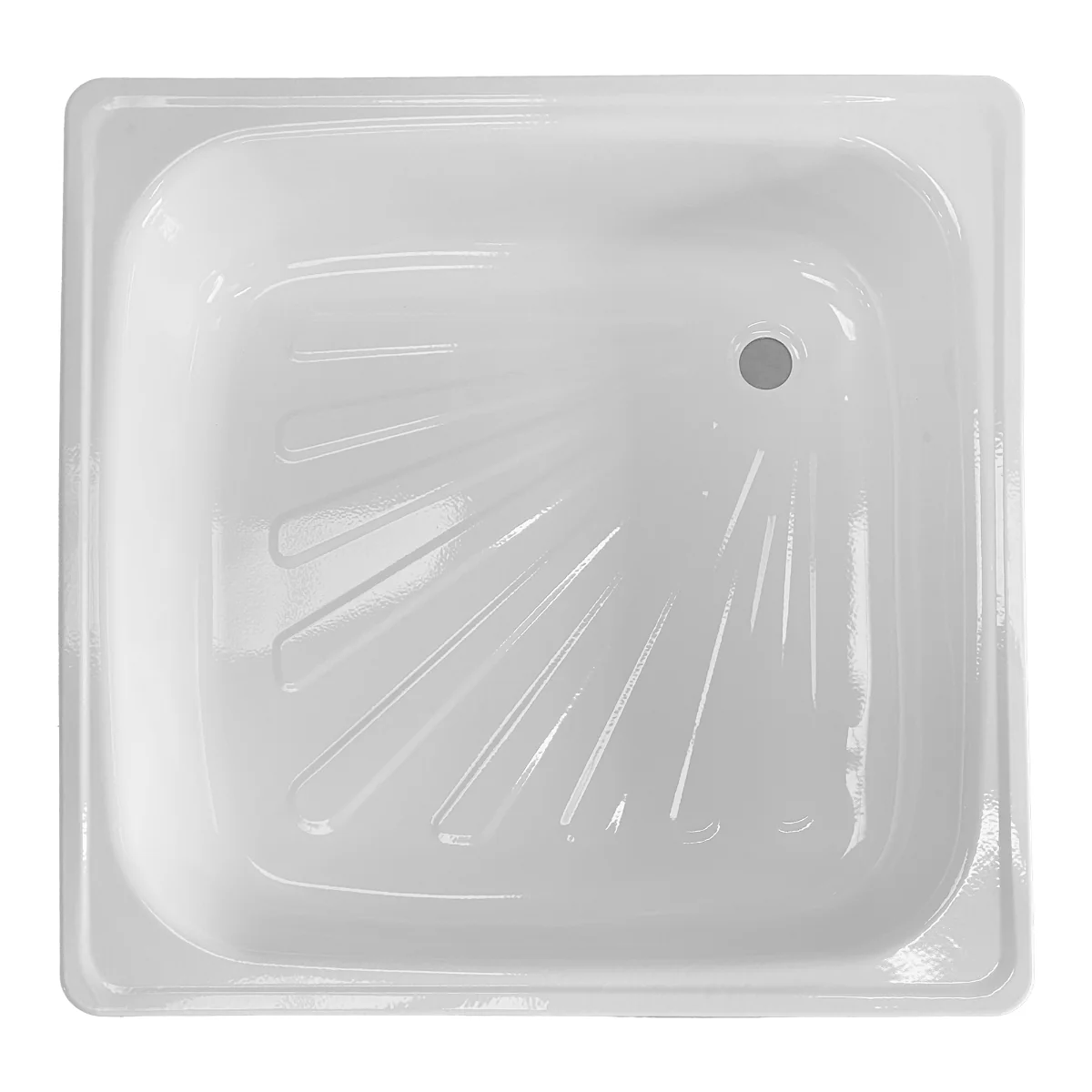 Cadita Dus Patrata Clara Otel Emailat 90 x 90 x 15 cm