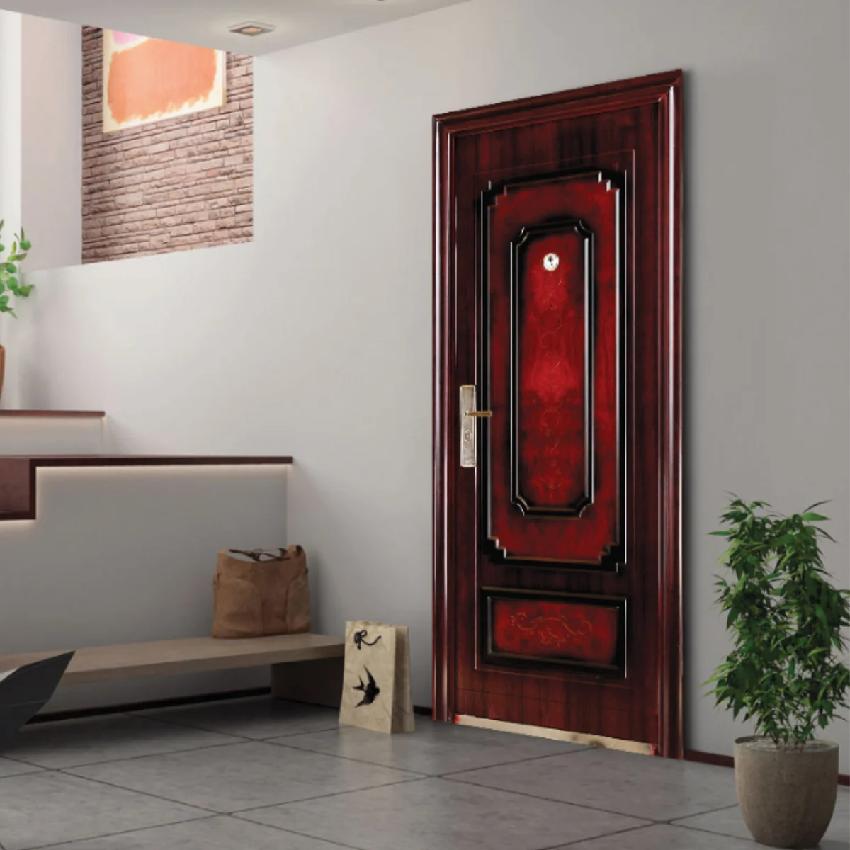 Usa Metalica Intrare REG 14 Maro 86 x 205 cm Dreapta