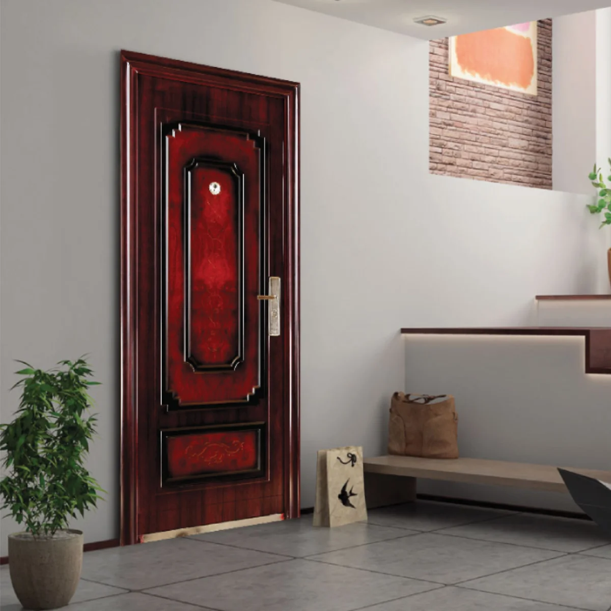 Usa Metalica Intrare REG 14 Maro 86 x 205 cm Stanga