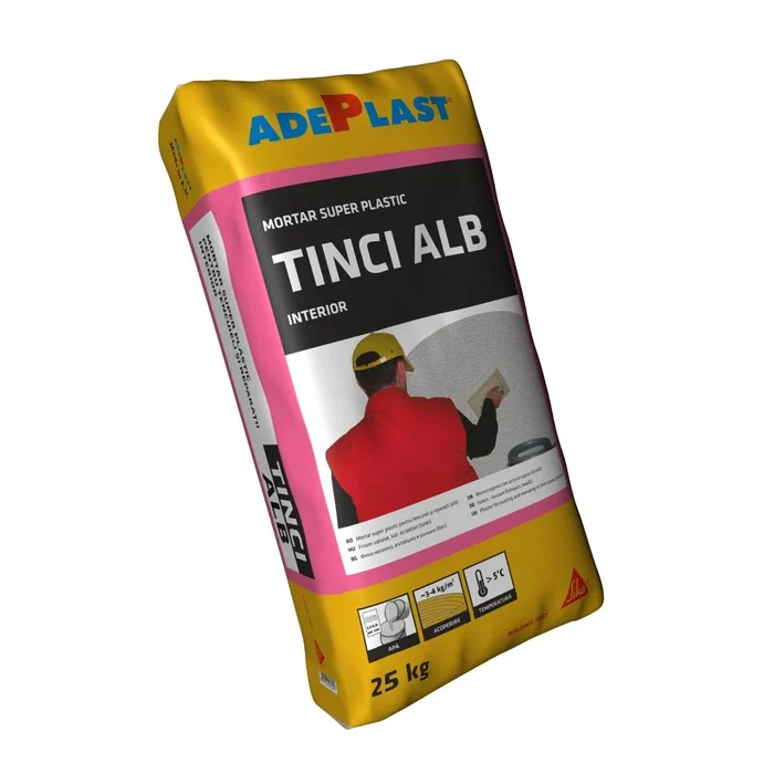 Mortar Tinci Pentru Tencuieli Si Reparatii Adeplast Pentru Interior/Exterior Alb 25 kg