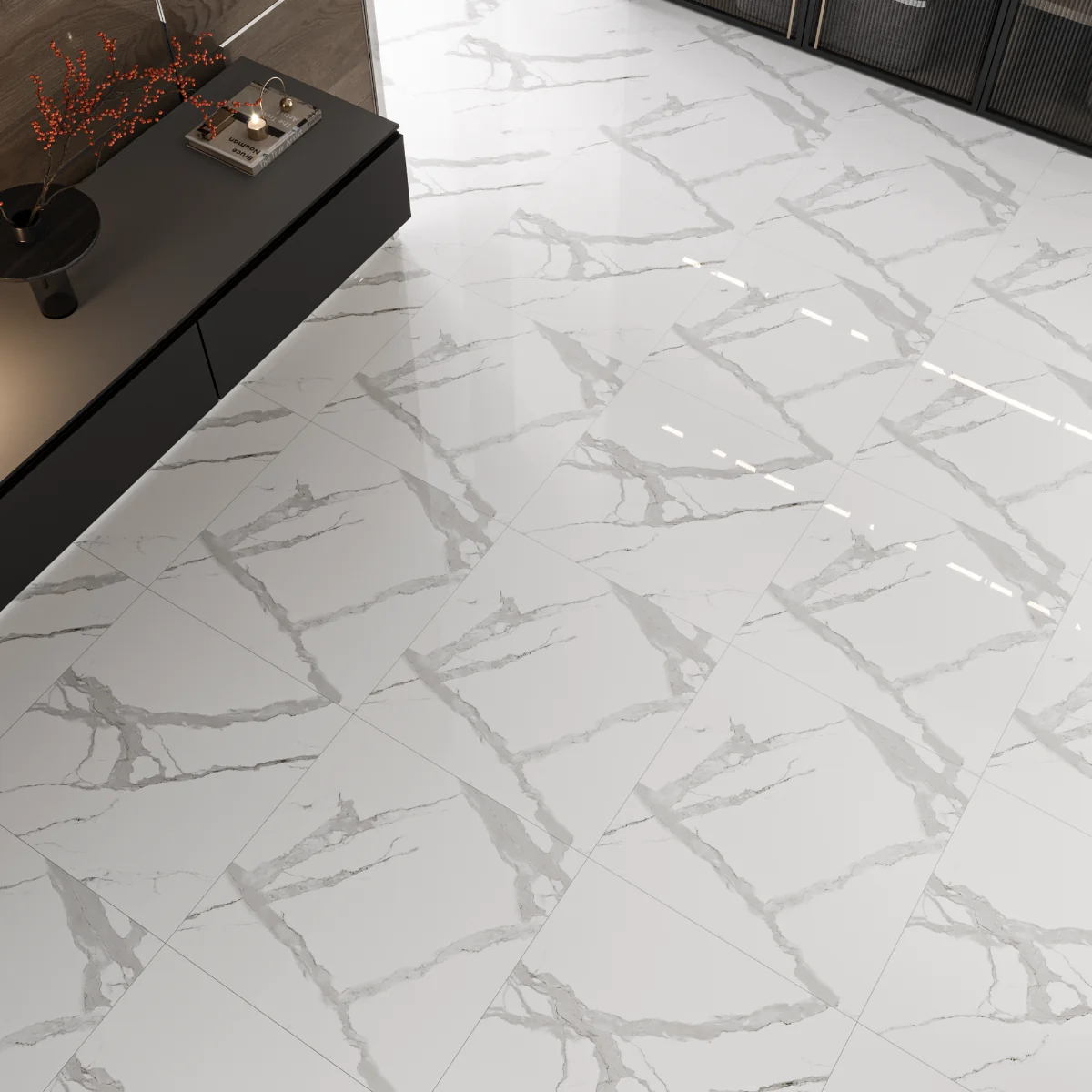 Gresie Rectificata Exterior / Interior Cavavenata Faccia 60 x 60 cm Lucioasa Porțelanată Tip Marmură