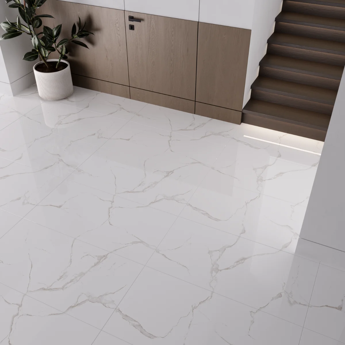 Gresie Portelanata Exterior / Interior Classic Statuario 60 x 120 cm Lucioasa Rectificata Tip Marmura