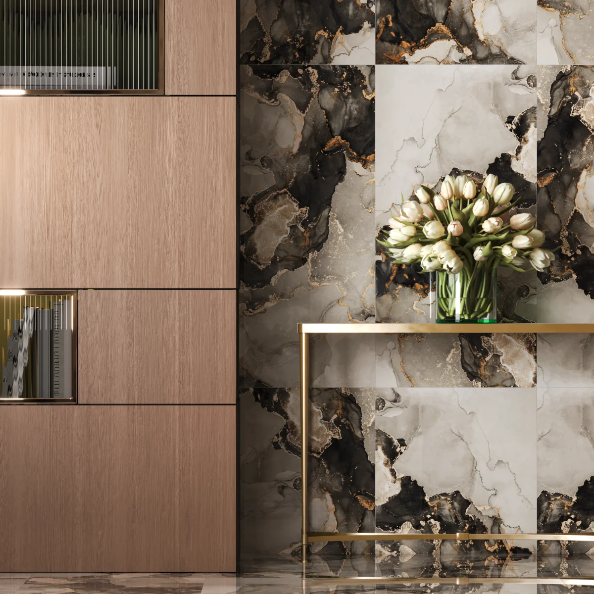 Gresie Portelanata Exterior / Interior Artis Gold 60 x 120 Lucioasa Cm Rectificata Tip Marmura