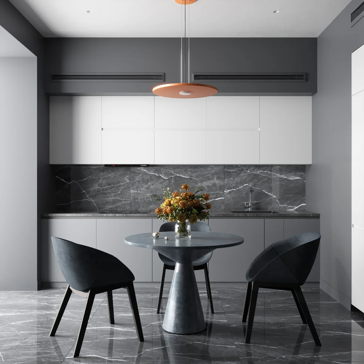 Gresie Exterior / Interior Portelanata William Dark 60 x 120 Cm Lucioasa Rectificata Tip Marmura