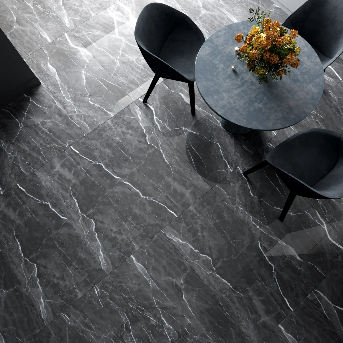 Gresie Exterior / Interior Portelanata William Dark 60 x 120 Cm Lucioasa Rectificata Tip Marmura