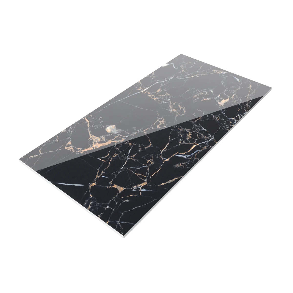 Gresie Exterior / Interior Porțelanată Black Potaro 60 x 120 Cm Lucioasă Rectificată Tip Marmură