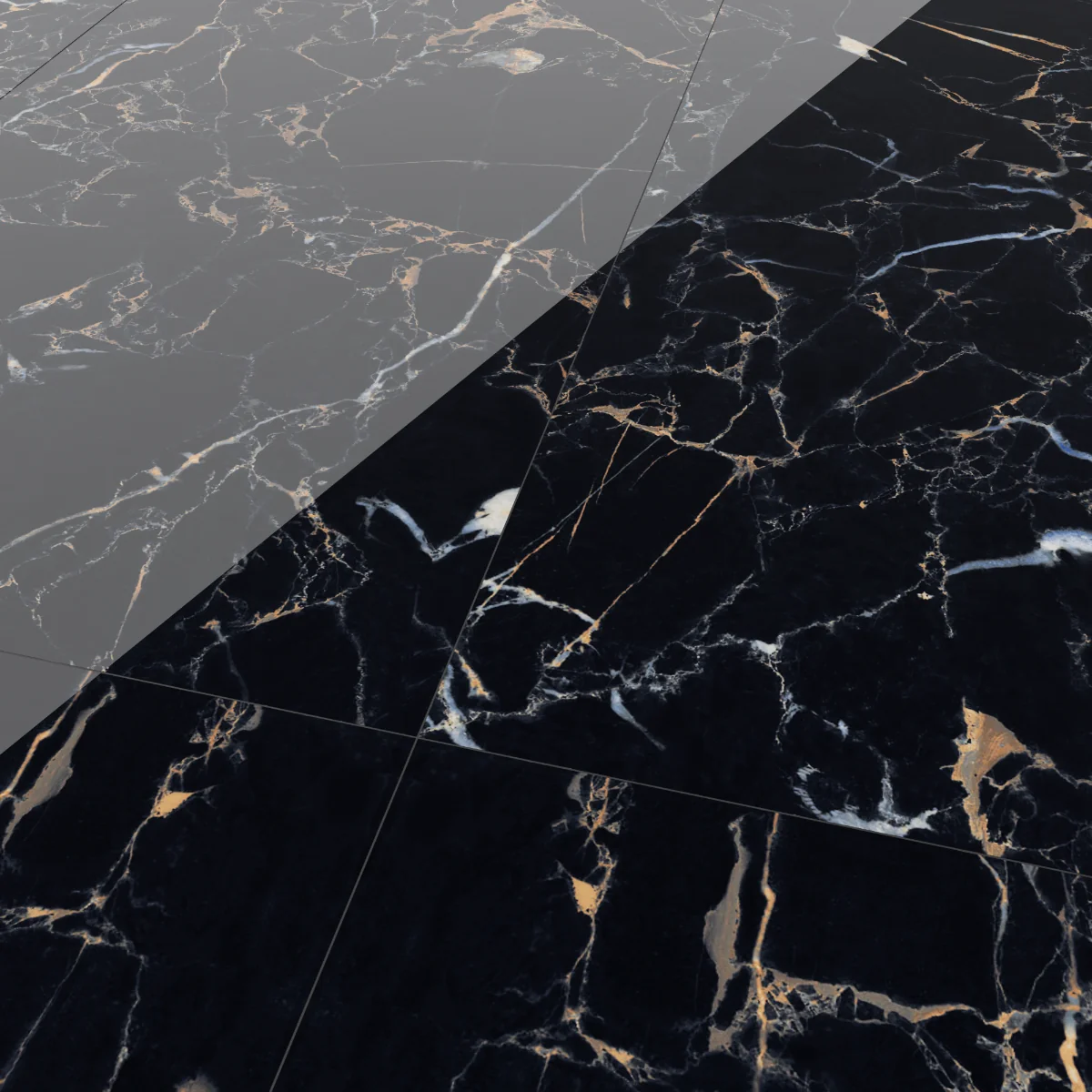 Gresie Exterior / Interior Porțelanată Black Potaro 60 x 120 Cm Lucioasă Rectificată Tip Marmură