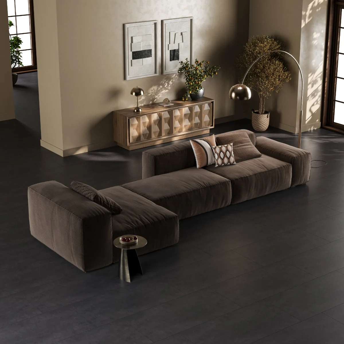 Gresie Antiderapantă Exterior / Interior Concrete Anthracite 60 x 120 cm Mată Porțelanată Rectificată Aspect Ciment