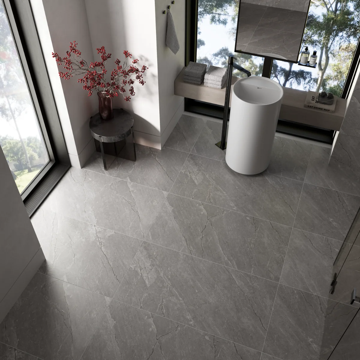 Gresie Portelanata Exterior / Interior Carno Grey 60 x 120 Cm Mata Rectificata Tip Marmura