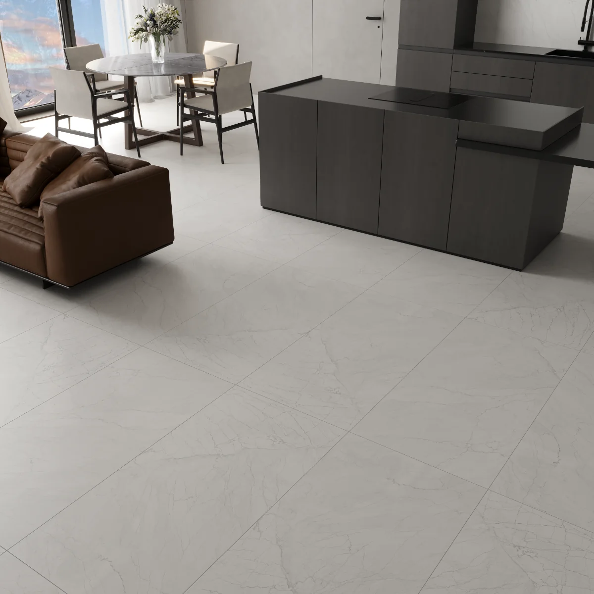 Gresie Portelanata Exterior / Interior Blueberry White 60 x 120 cm Mata Rectificata Tip Marmura