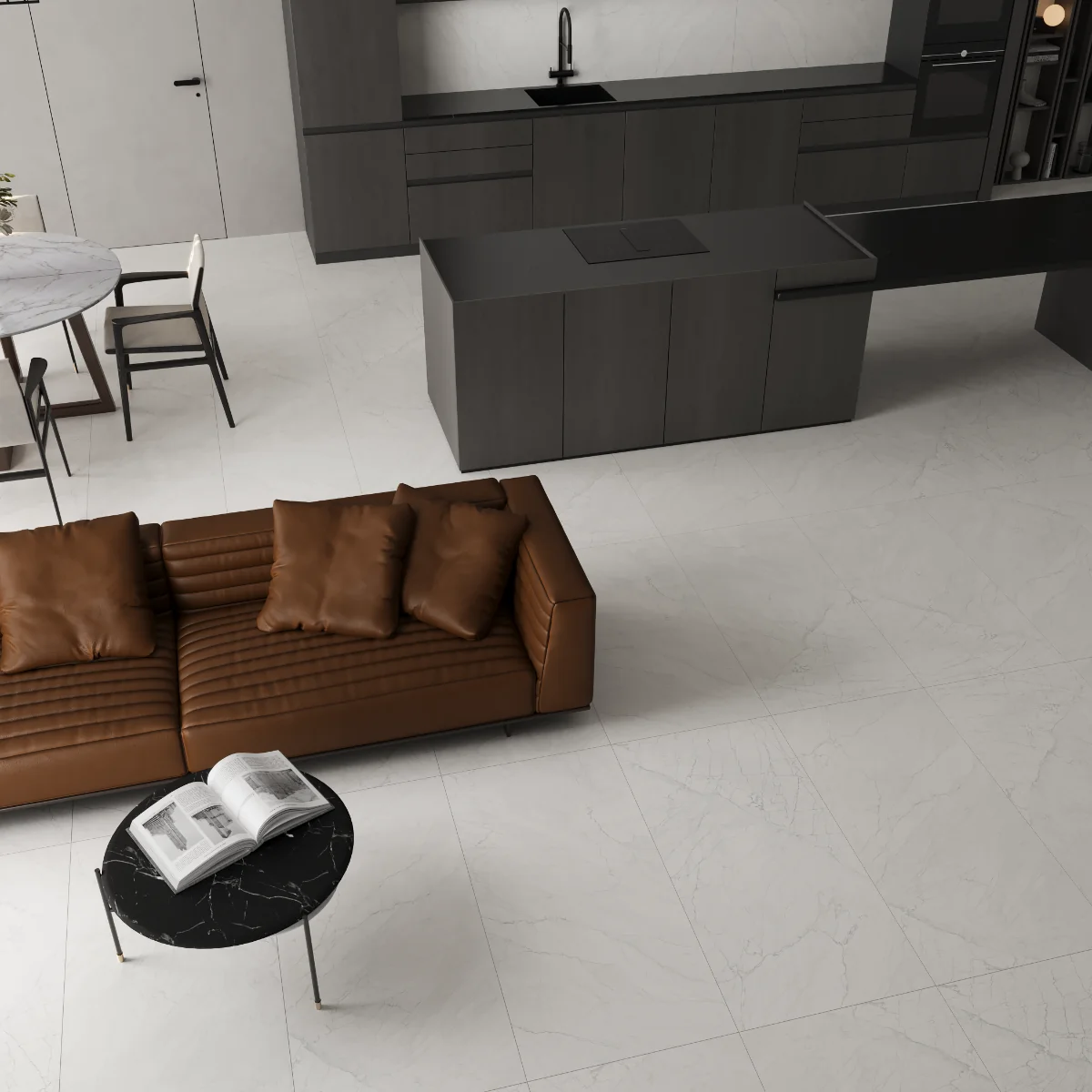 Gresie Portelanata Exterior / Interior Blueberry White 60 x 120 cm Mata Rectificata Tip Marmura