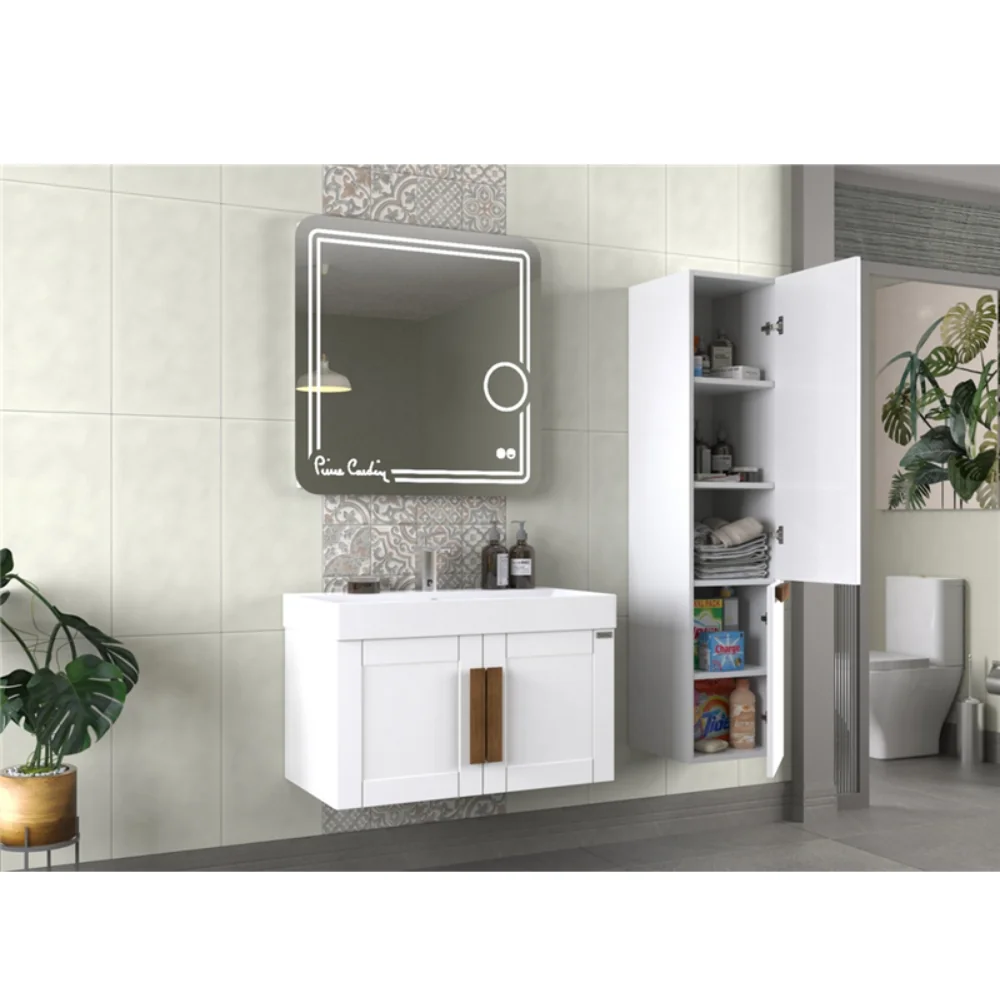 Oglinda Baie Cu LED Dezaburire Lupa Si Butoane Touch Pio Pierre Cardin 80x80 cm