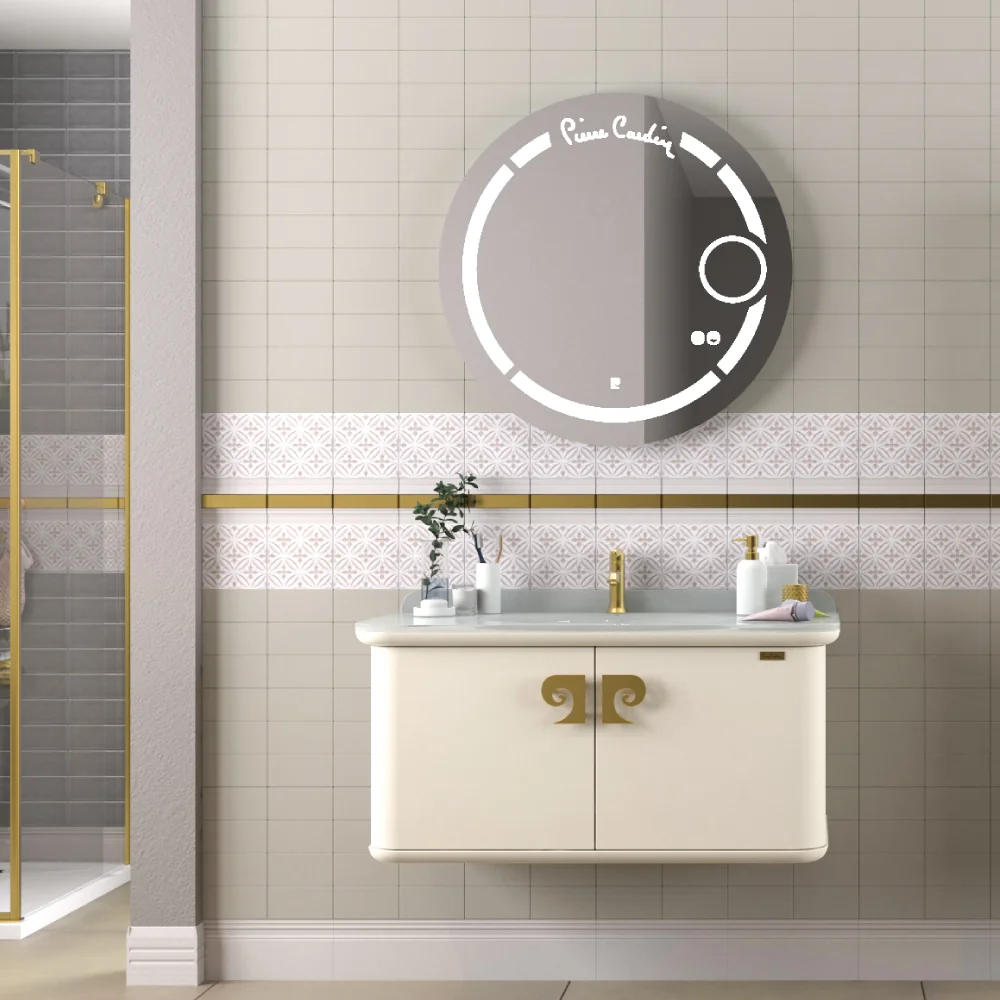 Oglindă Baie Cu LED Dezaburire Lupa Și Butoane Touch Eva Pierre Cardin 80 cm