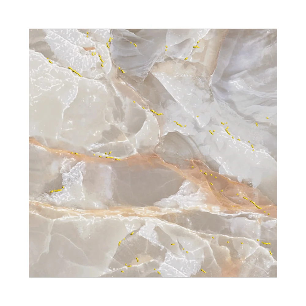 Gresie Exterior / Interior Porțelanată Metro Inserto Gold 60 x 60 cm Lucioasă Rectificată Tip Marmură